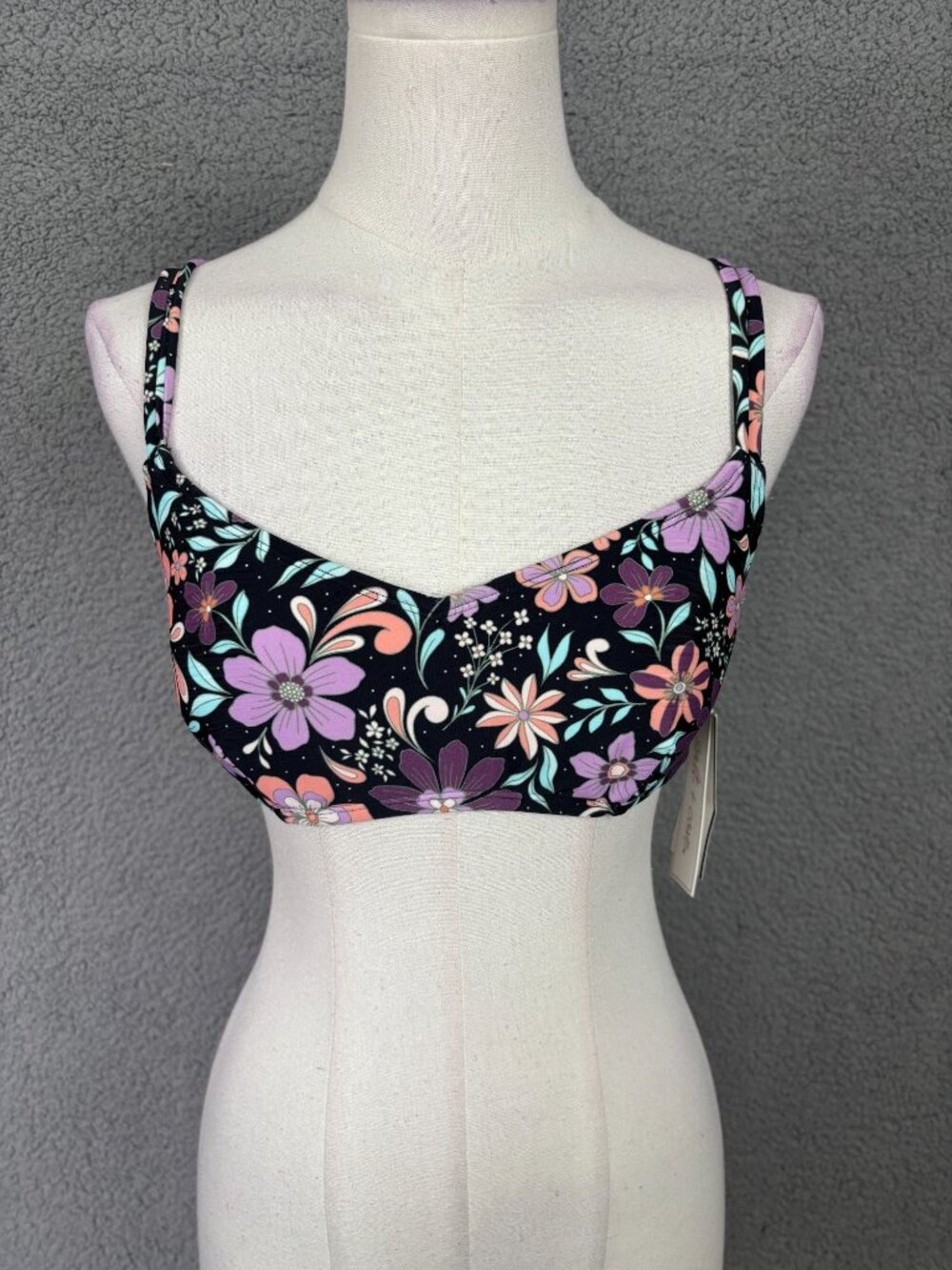 Salt Cove Women's  X Back Double Strap Bralette Swimsuit Top Multi Size Lg NWTs